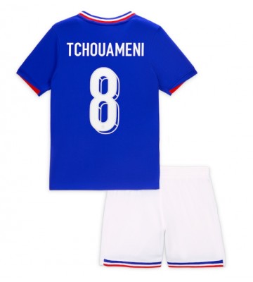 Frankrike Aurelien Tchouameni #8 Hemmakläder Barn EM 2024 Kortärmad (+ Korta byxor)